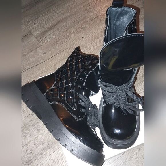 Women's quilted combat boot sz 10.5 - Picture 5 of 14